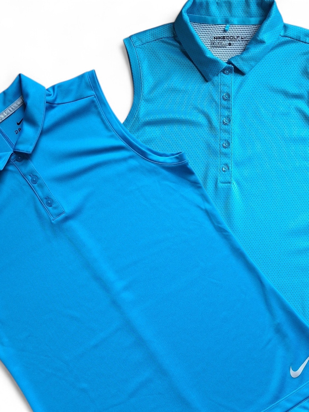 Nike Golf Dri-Fit Sleeveless Polo Shirts (Set of 2) Blue Solid Polka Dot